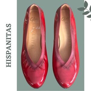 Hispanitas Red Leather Heel Pump Shoe Made in Spain Size 37 Size 6